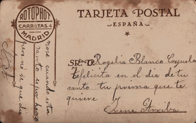 Reverso de foto con escritura de Irene Arriba años 30